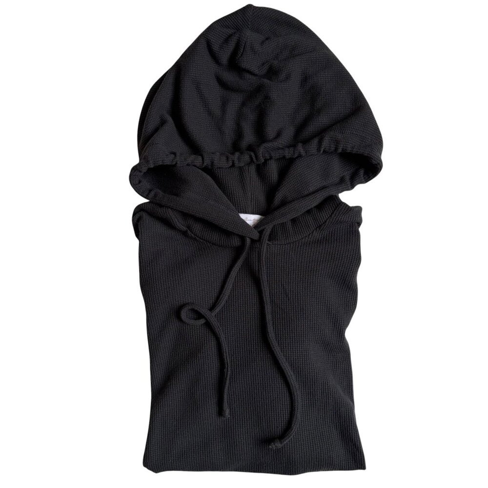 Spiritual Gangster Waffle-Knit Pullover Hooded Shirt (Black) - Size Medium
